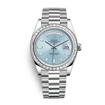 Rolex Day-Date 40 Platinum Diamond Bezel Ice Blue Dial M228236-0012
