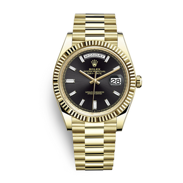 Rolex Day-Date 40 Yellow Gold Fluted Bezel Onyx Set with Diamond Dial M228238-0042